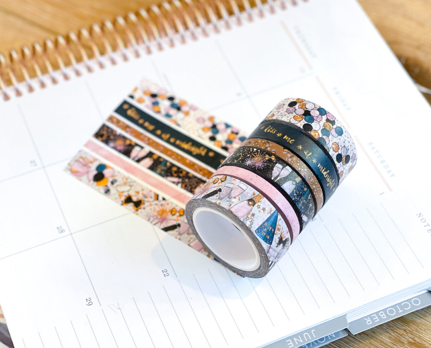 Winter New Years Eve NYE Confetti & Glitter Celebration Washi Tape Set (#W049)
