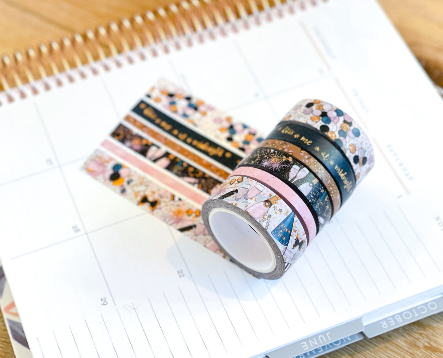 Winter New Years Eve NYE Confetti & Glitter Celebration Washi Tape Set (#W049)
