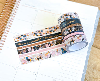 Winter New Years Eve NYE Confetti & Glitter Celebration Washi Tape Set (#W049)