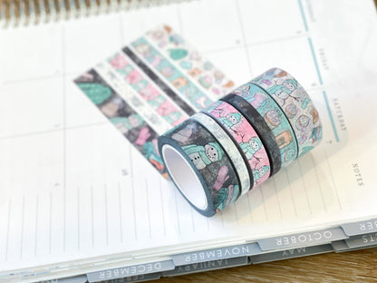 Winter Snowflakes Snowmen White & Blue Washi Tape Set (#W048)