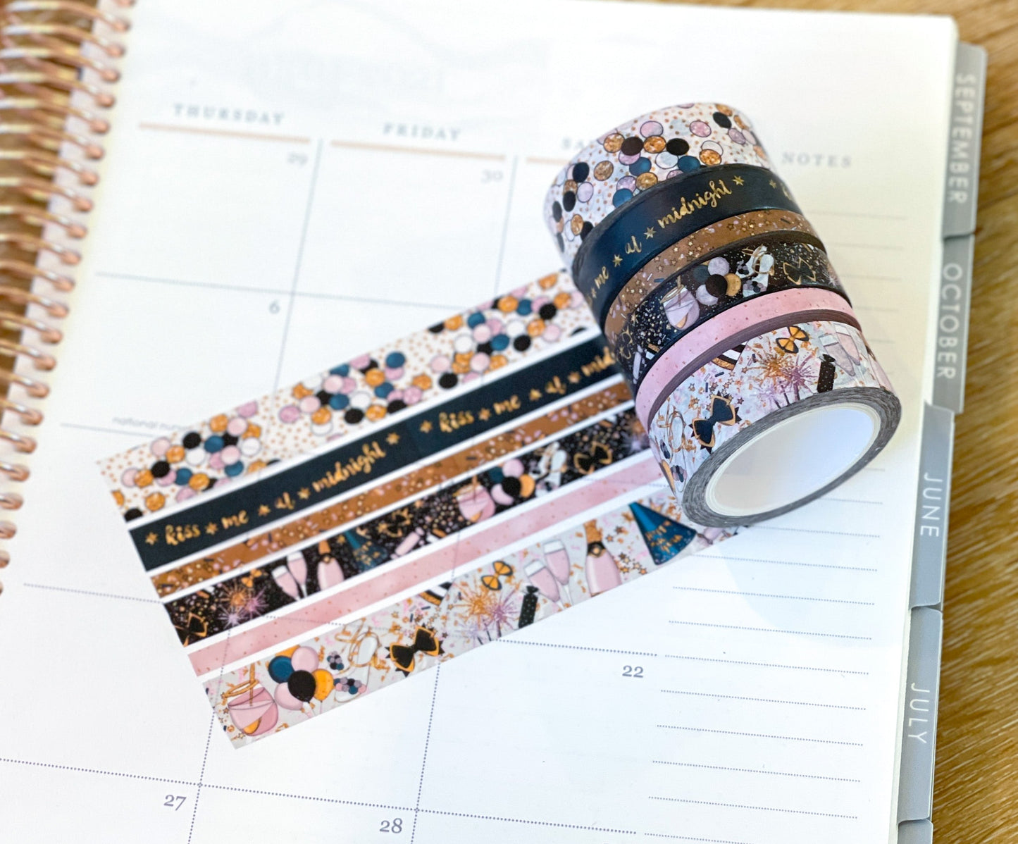 Winter New Years Eve NYE Confetti & Glitter Celebration Washi Tape Set (#W049)