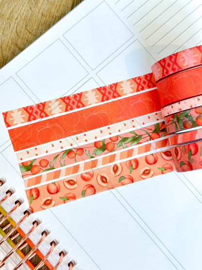 Peaches Orange Cream Peach Colored Spring Washi Tape Set June 2024 - W110