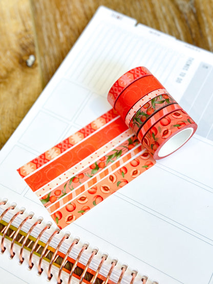 Peaches Orange Cream Peach Colored Spring Washi Tape Set June 2024 - W110