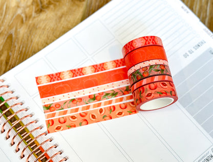 Peaches Orange Cream Peach Colored Spring Washi Tape Set June 2024 - W110