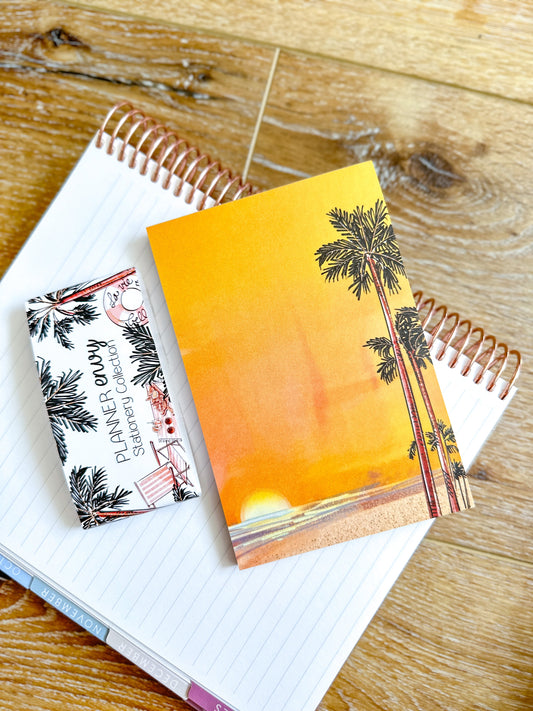 Tropical Beach Vacation Travel Sunset Notepad - 4x6 Inches (*Notepad Only*)