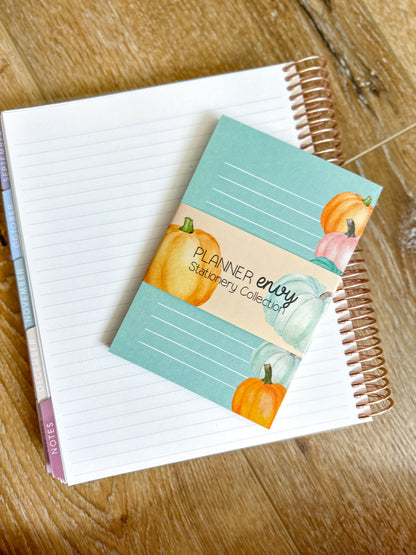 Pumpkins Fall Peach & Teal Notepad - 4x6 Inches (*Notepad Only*)