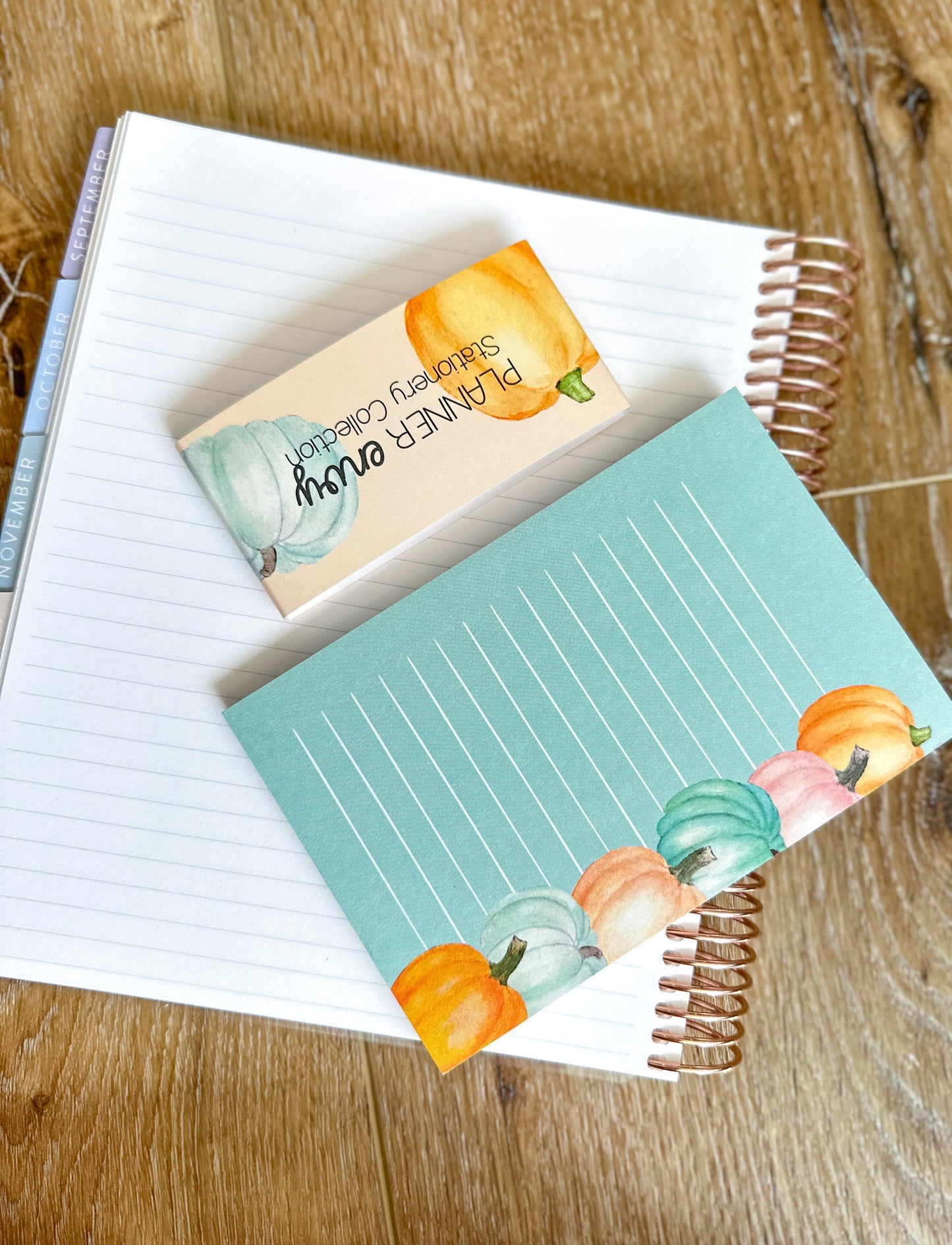 Pumpkins Fall Peach & Teal Notepad - 4x6 Inches (*Notepad Only*)