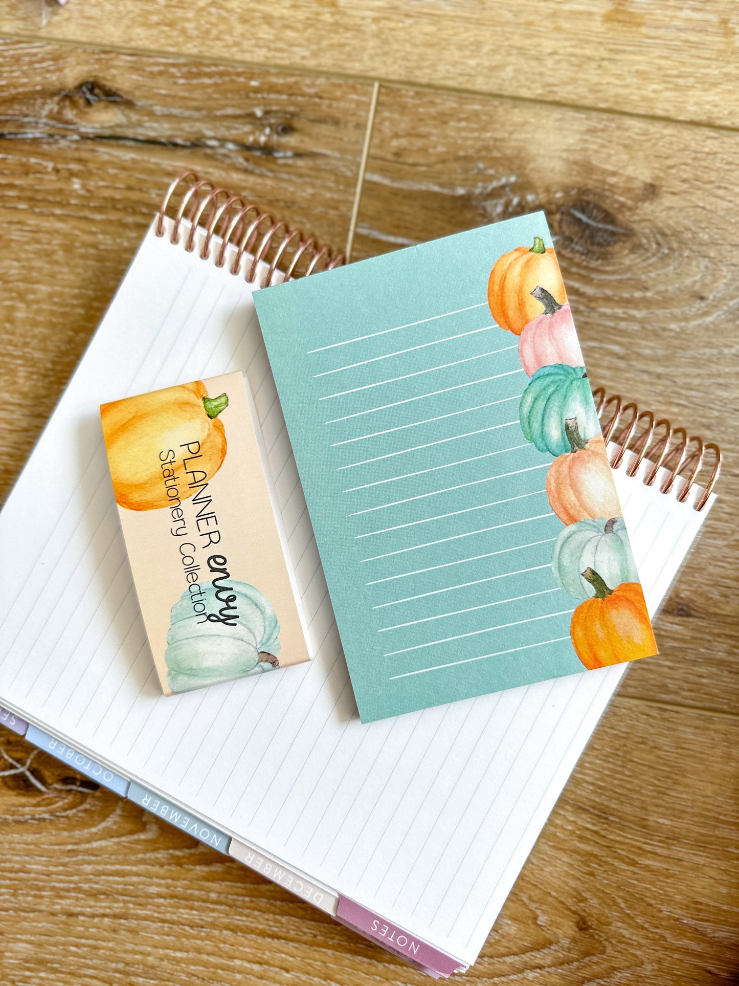 Pumpkins Fall Peach & Teal Notepad - 4x6 Inches (*Notepad Only*)