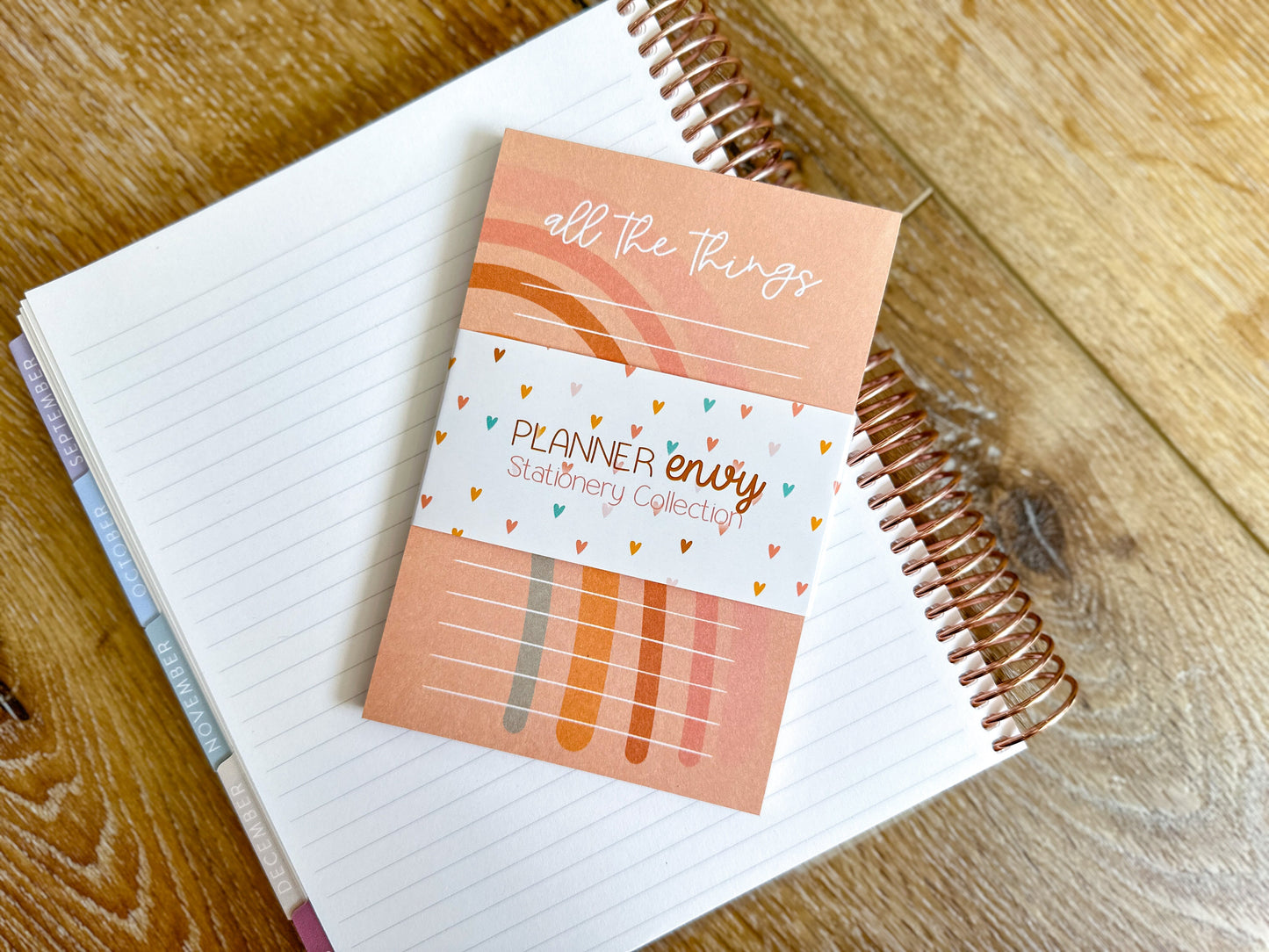 Boho Rainbow Peach Notepad - 4x6 Inches (*Notepad Only*)
