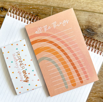 Boho Rainbow Peach Notepad - 4x6 Inches (*Notepad Only*)