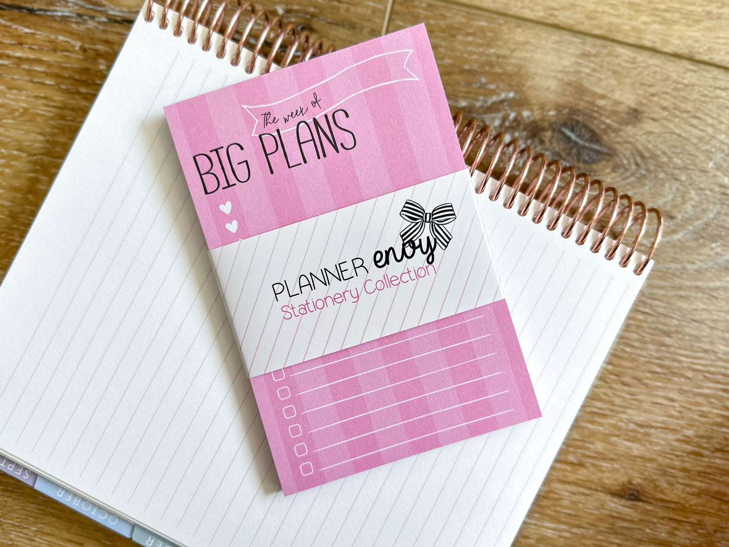 Big Plans Pink Stripe Notepad - 4x6 Inches (*Notepad Only*)