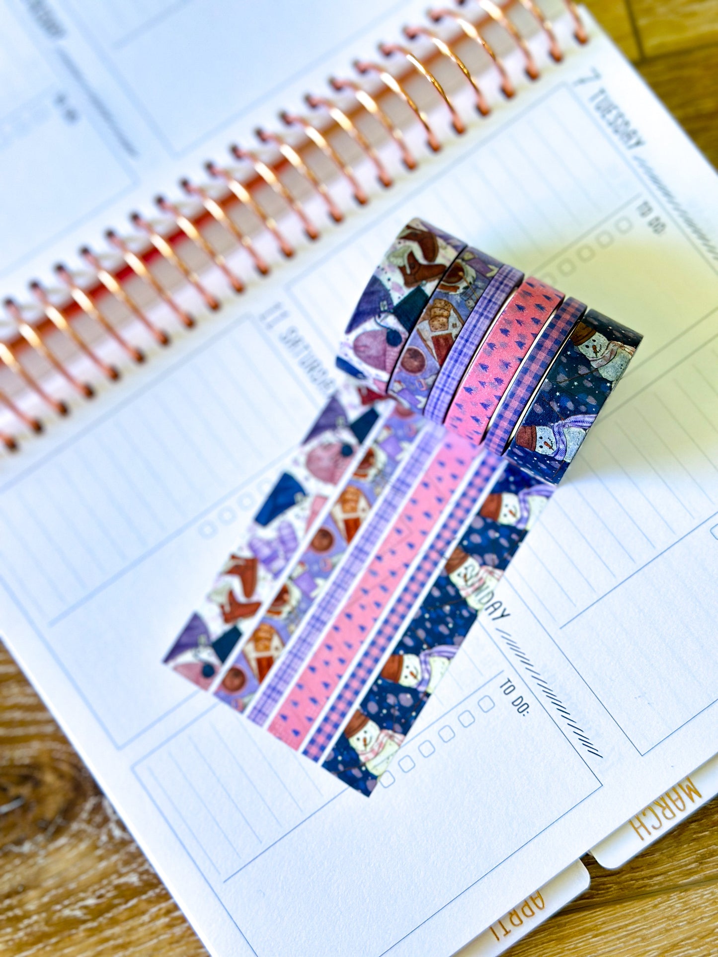 Winter Snowmen Snowman Snow Plaid Pink Blue Washi Tape Set January 2025 - W123