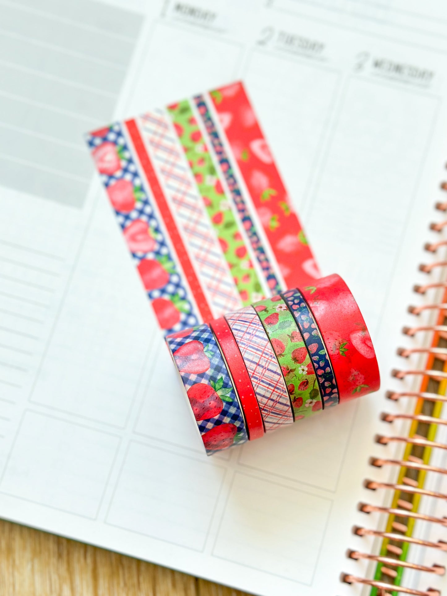 Strawberry Summer Red Pink Fruits Strawberries Washi Tape Set July 2024 - W112