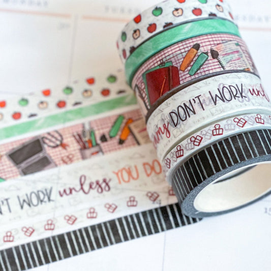 Girl Boss Working Dreams Fall Internship Teacher Apples Washi Tape Set (#W030)