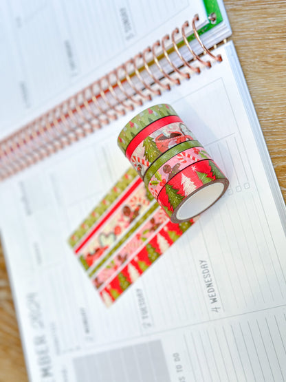 Christmas Gingerbread Man Cookies Trees Holidays Vintage Washi Tape Set December 2023 - W098