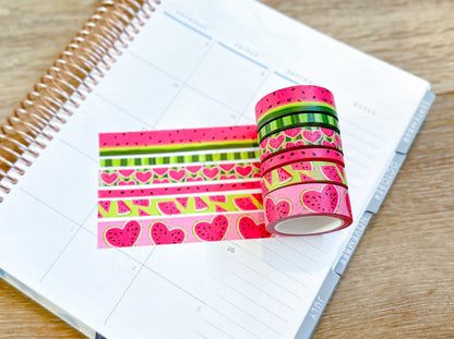 Watermelon Fruit Summer Pink & Green Washi Tape Set - W087