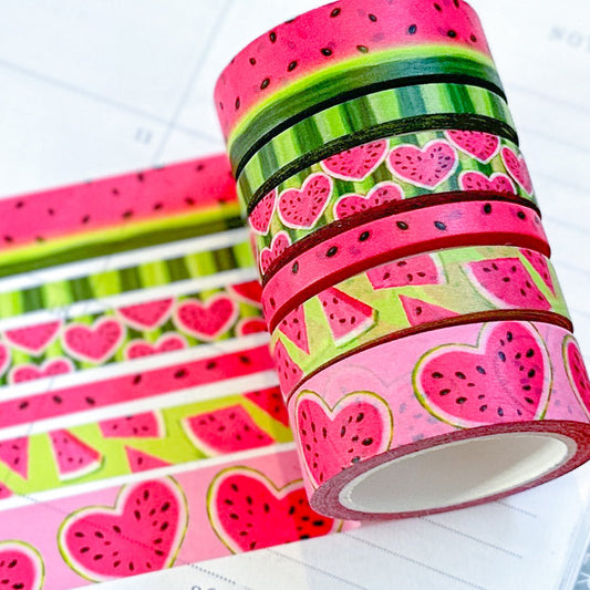 Watermelon Fruit Summer Pink & Green Washi Tape Set - W087