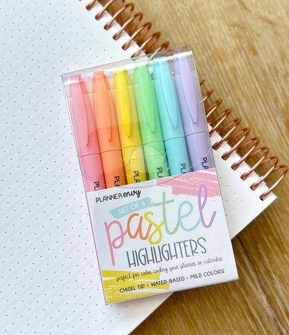 Pack of 6 Pastel Highlighters (Mild Liners) Perfect For Color Coding Your Planner