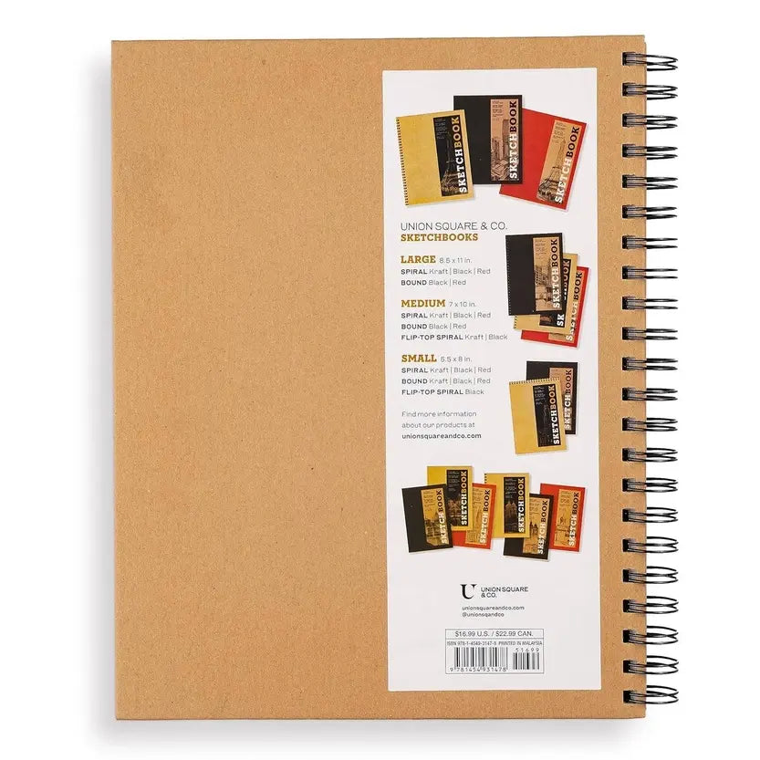 Large Sketchbook 8.5 X 11" - Spiral Kraft Hardcover (Kraft)