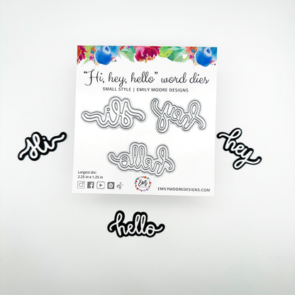 Hi, hey, hello Word Dies - Small Style