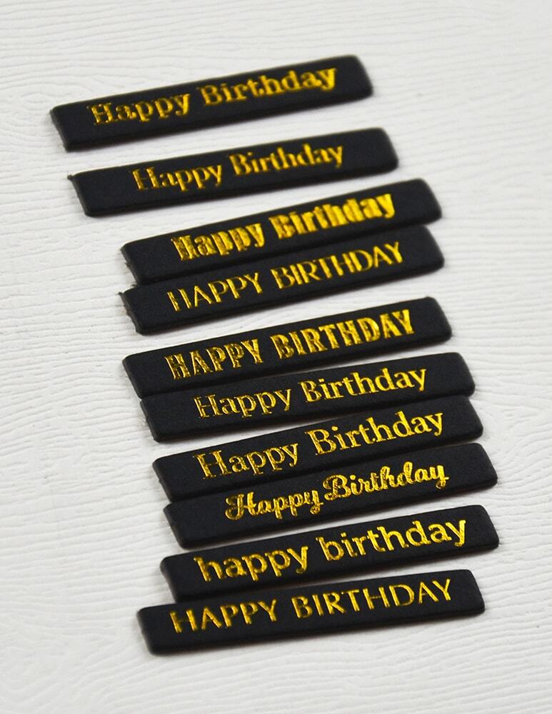 Memory Box Happy Birthday Foil Greetings Black Tabs