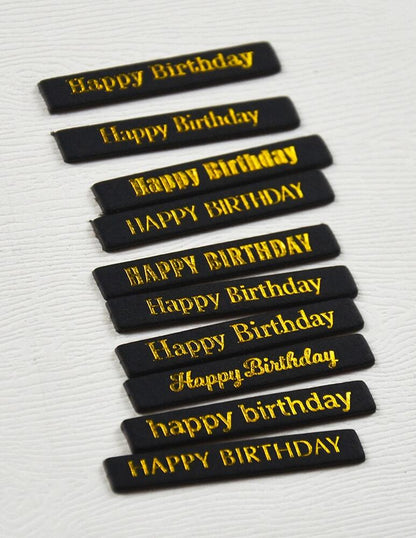Memory Box Happy Birthday Foil Greetings Black Tabs