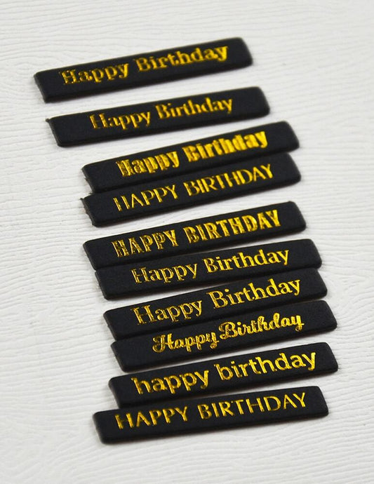 Memory Box Happy Birthday Foil Greetings Black Tabs