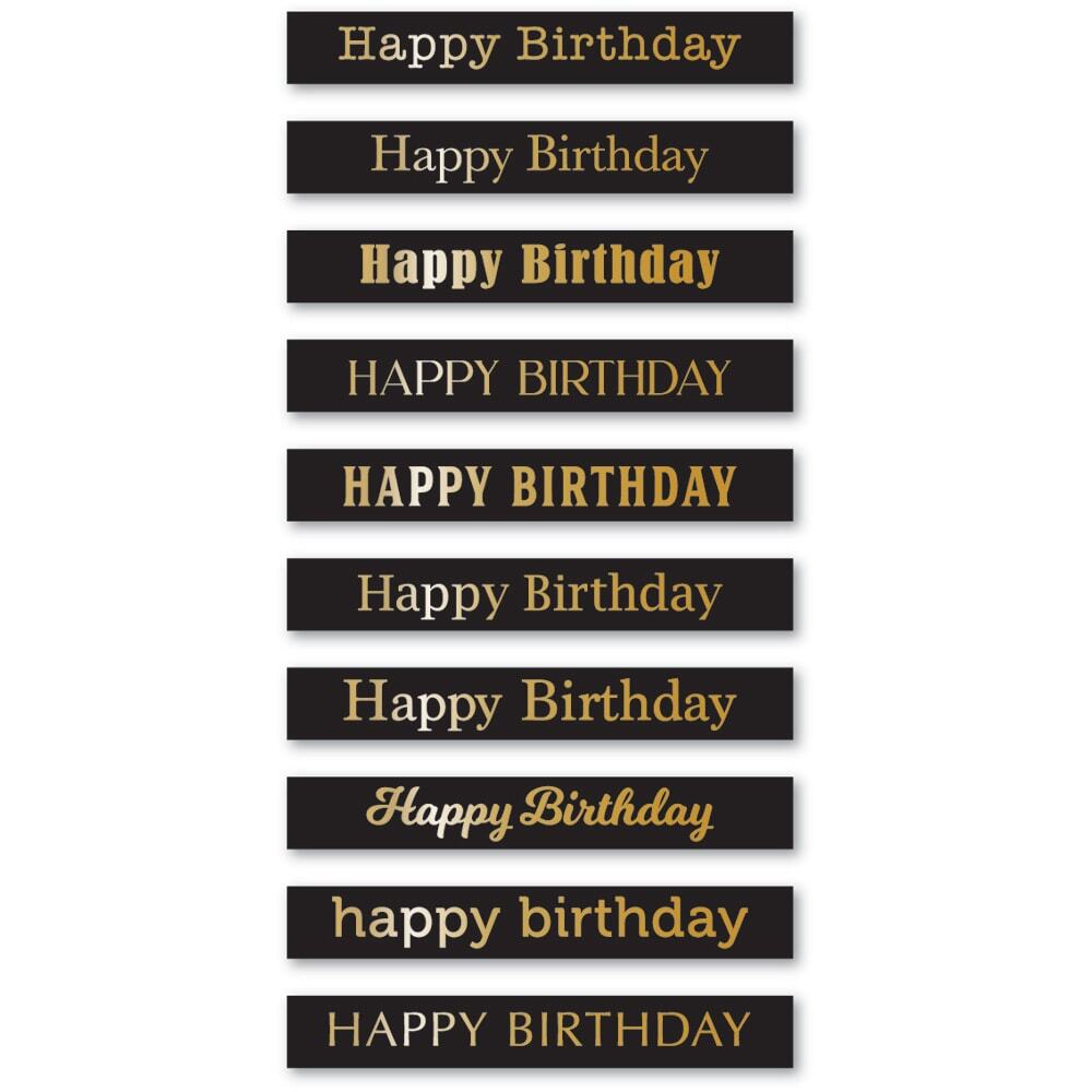 Memory Box Happy Birthday Foil Greetings Black Tabs