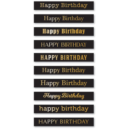 Memory Box Happy Birthday Foil Greetings Black Tabs