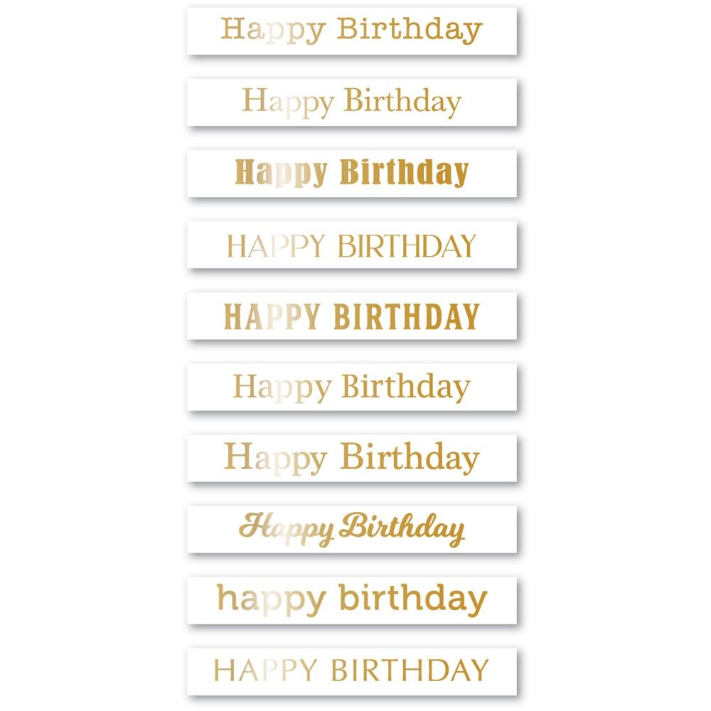 Memory Box Happy Birthday Foil Greetings White Tabs