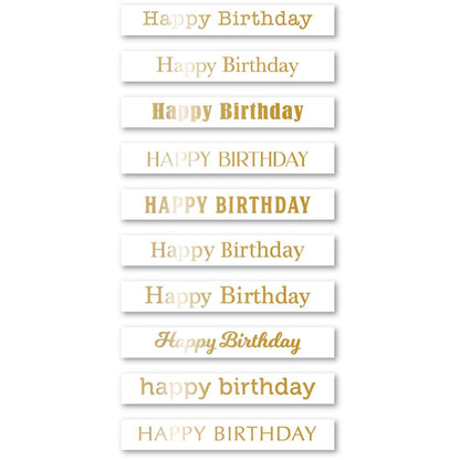 Memory Box Happy Birthday Foil Greetings White Tabs