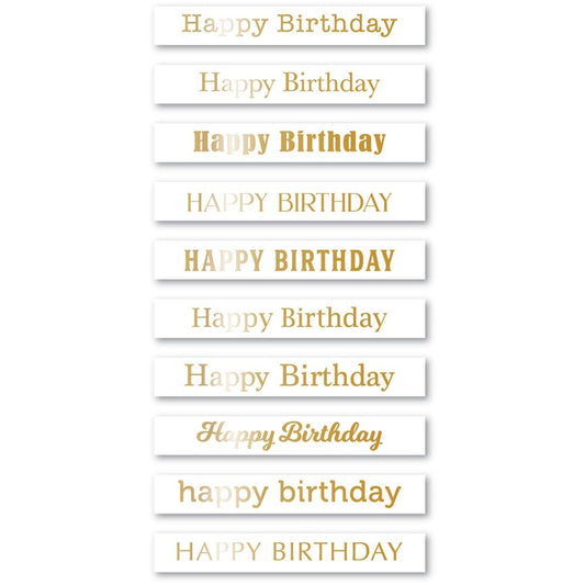 Memory Box Happy Birthday Foil Greetings White Tabs