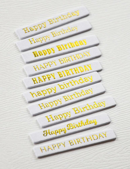 Memory Box Happy Birthday Foil Greetings White Tabs