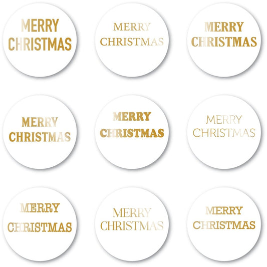 Memory Box Merry Christmas Foil Greetings White Circle Tabs