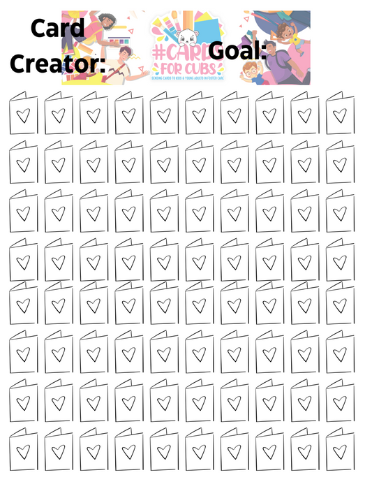 Cards for Cubs  - Card Making Tracking Sheet