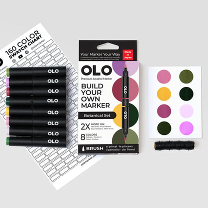 OLO Botanical 8-Piece Brush Alcohol Marker Set