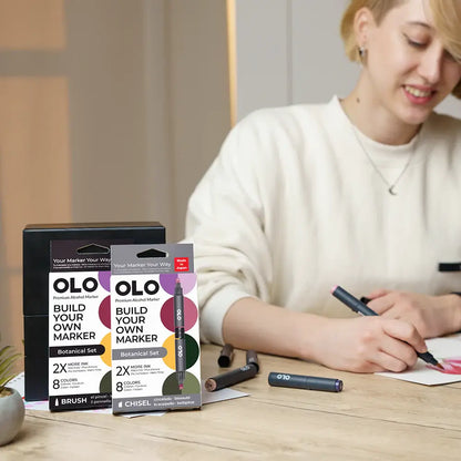 OLO Botanical 8-Piece Brush Alcohol Marker Set