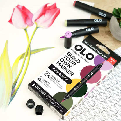 OLO Botanical 8-Piece Brush Alcohol Marker Set