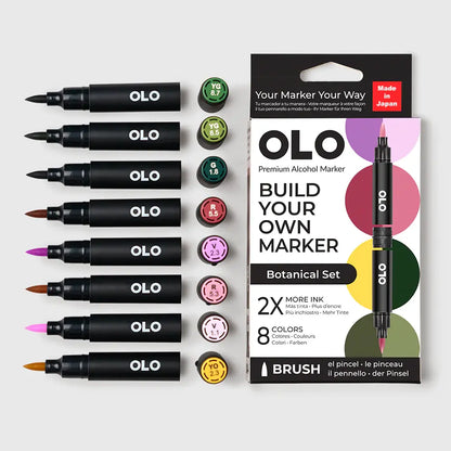 OLO Botanical 8-Piece Brush Alcohol Marker Set