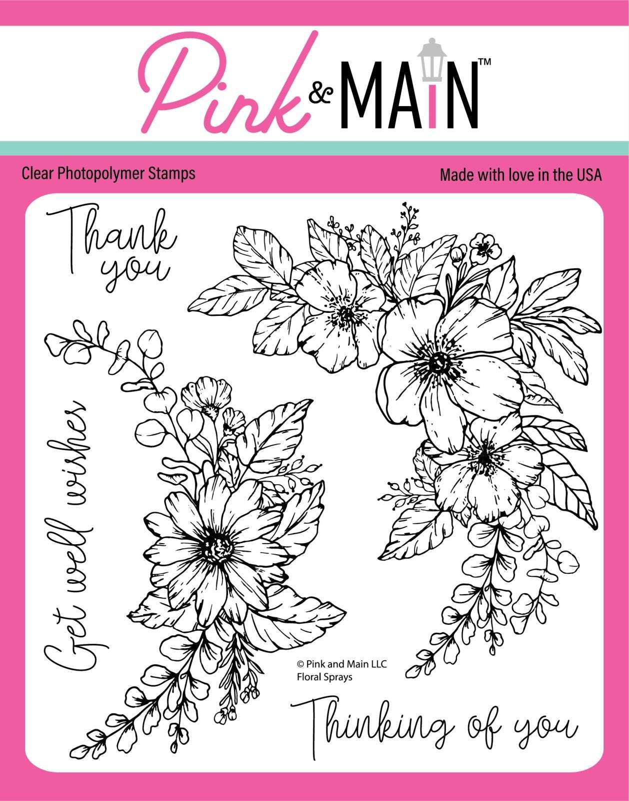 Pink & Main Floral Sprays Stamp and Die Set