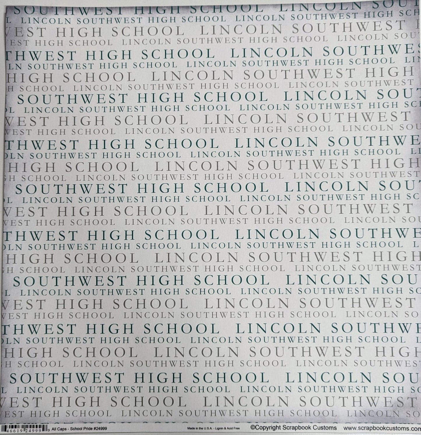 SC 24999 Custom School Paper 12 x 12 - Select School