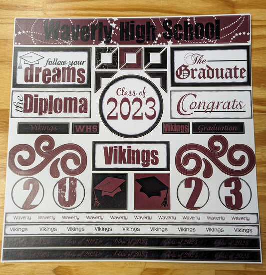 Waverly High School 2023 Grad Sticker Sheet