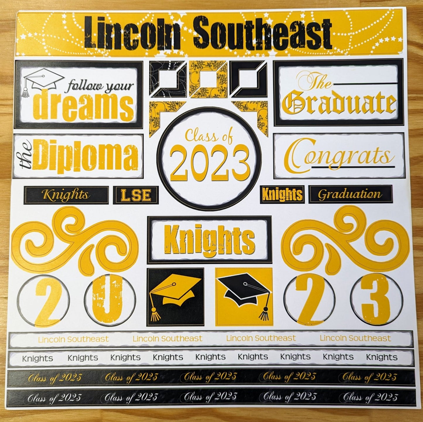 Lincoln Southeast High School 2023 Grad Sticker Sheet