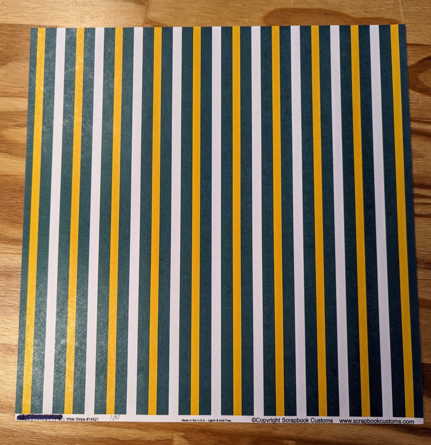 SC Yellow-White-Green Wide Stripe 12 x 12 paper - Pius X HS colors