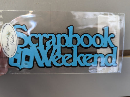 Petticoat Parlor Scrapbook Weekend Title - Blue on Black