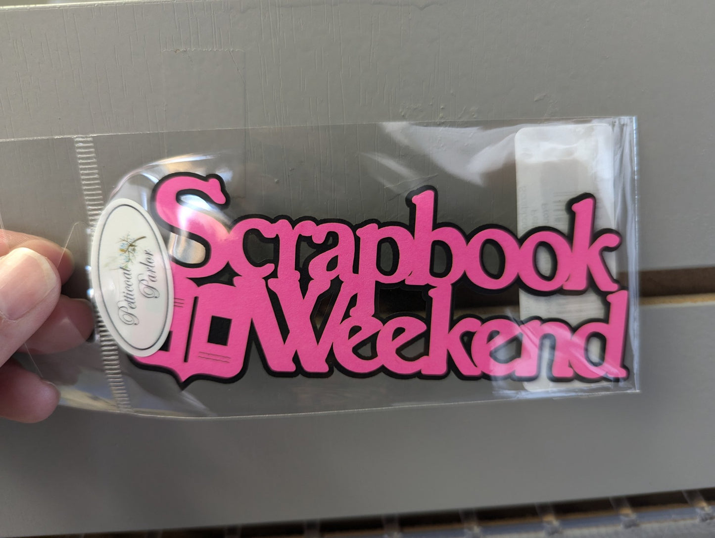 Petticoat Parlor Scrapbook Weekend Title - Pink on Black