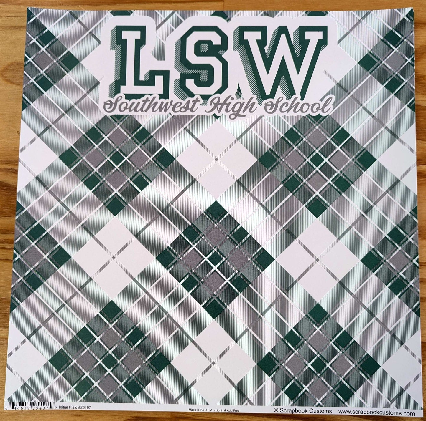 SC 25497 Initial Plaid School Paper- Select School