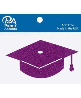 Paper Accents 6 Glitter Shapes Graduation Cap in Purple