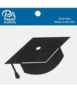 Paper Accents 8 Chipboard Shapes Graduation Cap Black