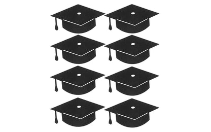Paper Accents 8 Chipboard Shapes Graduation Cap Black